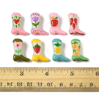8Pcs 8 Colors Boot Painted Glass Beads Enamel Beads LAMP-FS0001-62-1