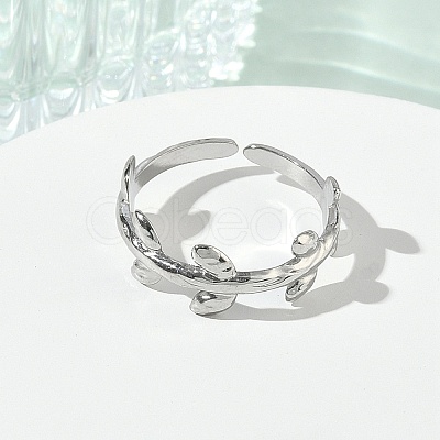 304 Stainless Steel Cuff Open Rings for Women RJEW-L341-02F-P-1