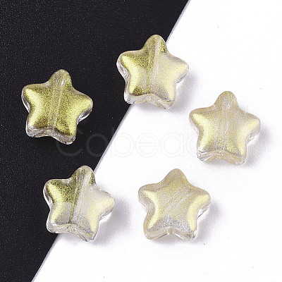Transparent Spray Painted Glass Beads GLAA-N035-01-D01-1