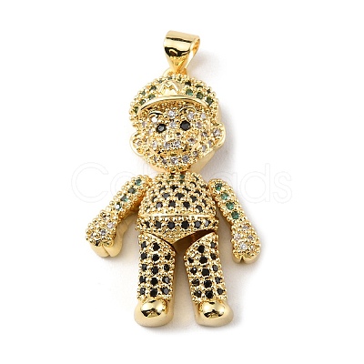 Brass Micro Pave Cubic Zirconia Pendants KK-P233-01G-1