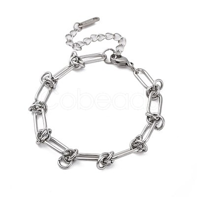 304 Stainless Steel Paperclip Chain Bracelets for Women LS-BJEW-P347-03P-1