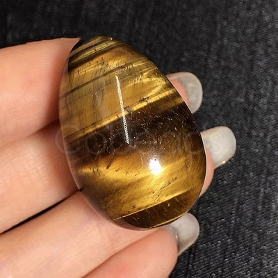 Natural Tiger Eye Egg Shaped Palm Stone PW23051699514-1