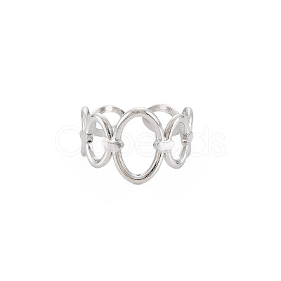 Non-Tarnish 304 Stainless Steel Open Oval Wrap Cuff Ring for Women RJEW-S405-187P-1