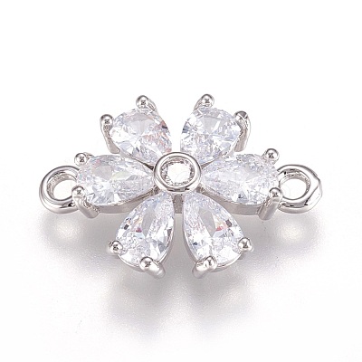 Brass Micro Pave Cubic Zirconia Links ZIRC-F087-10P-RS-1