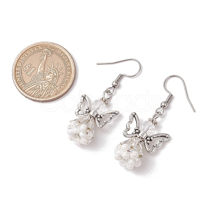 Angel Handmade Glass Seed Beads Dangle Earrings for Women EJEW-MZ00394-1