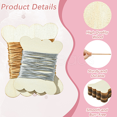 60Pcs 3 Styles Unfinished Wood Cutouts for Craft Supplies DIY-SC0031-11B-1