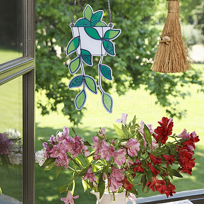 1 Set Plant Acrylic Leaf Window Hanging Decorations AJEW-GF0009-95-1