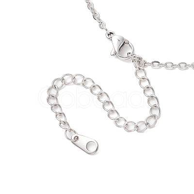 Glass Beaded Star Christmas Tree Pendant 304 Stainless Steel Cable Chain Necklaces NJEW-JN05498-1