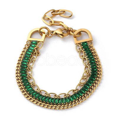 Golden 304 Stainless Steel Triple Layer Multi-strand Bracelets BJEW-C045-01C-G-1
