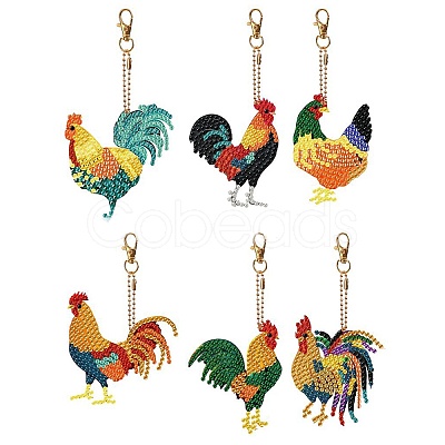 Rooster DIY Diamond Painting Pendant Decoration Kits PW-WG73715-01-1