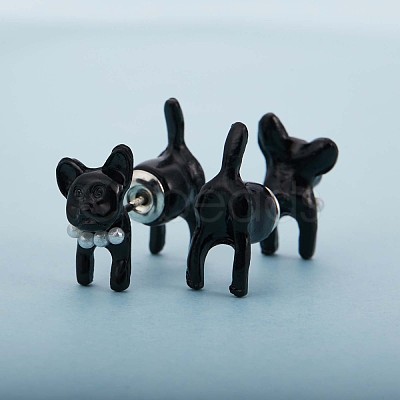 Alloy Cartoon Dog Front Back Stud Earrings JE913A-1