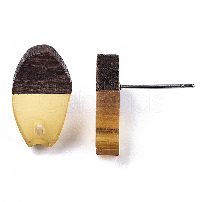 Transparent Resin & Walnut Wood Stud Earring Findings MAK-N032-010A-A02-1