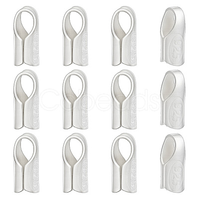 12Pcs Column Sterling Silver Cord Ends STER-BC0004-48B-1