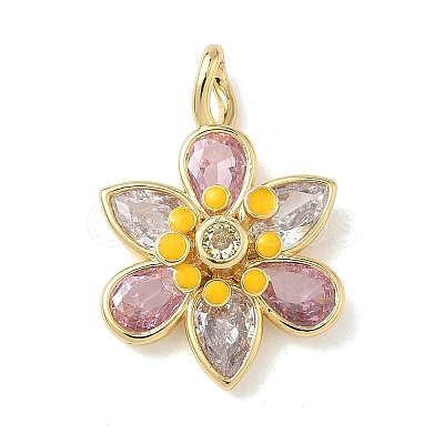 Brass Micro Pave Cubic Zirconia Pendants KK-P342-09G-1