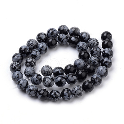 Natural Snowflake Obsidian Beads Strands G-S259-20-8mm-1