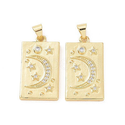 Rack Plating Brass Micro Pave Clear Cubic Zirconia Pendants KK-D086-01G-1