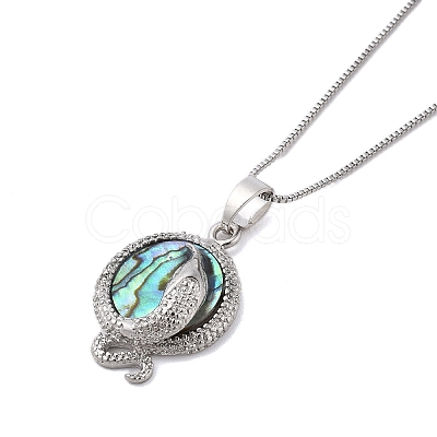 Rack Plating Natural Paua Shell Pendants Necklace NJEW-B104-01C-01P-1