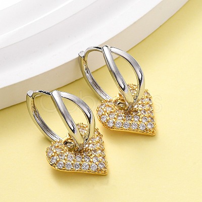 Brass Micro Pave Clear Cubic Zirconia Hoop Earrings EJEW-D322-08PG-01-1