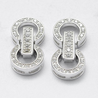 Anti-Tarnish Rhodium Plated 925 Sterling Silver Cubic Zirconia Watch Band Clasps STER-F037-124P-1