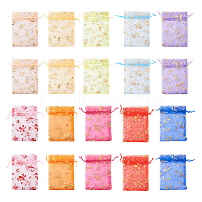100Pcs 10 Colors Organza Drawstring Jewelry Pouches OP-TA0001-02-1