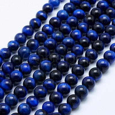 Natural Tiger Eye Beads Strands G-K203-86-8mm-1