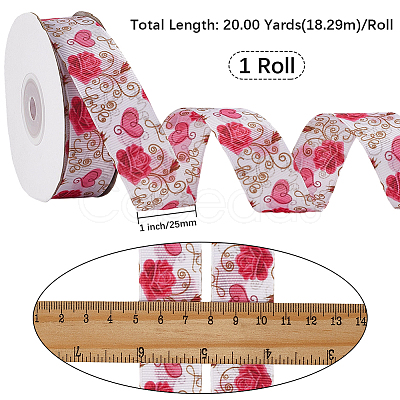 1 Roll Printed Polyester Grosgrain Ribbon SRIB-CY0001-15-1