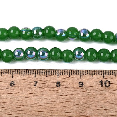 Electroplate Imitation Jade Glass Beads Strands EGLA-Q132-6MM-01B-09-1
