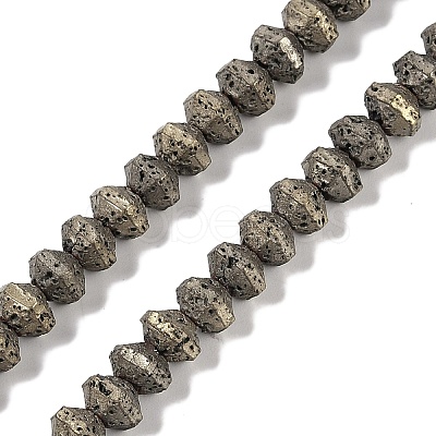 Electroplated Natural Lava Rock Beads Strands G-A234-F02-01H-1