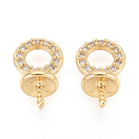 Brass Pave Clear Cubic Zirconia Peg Bails KK-T077-28G-1