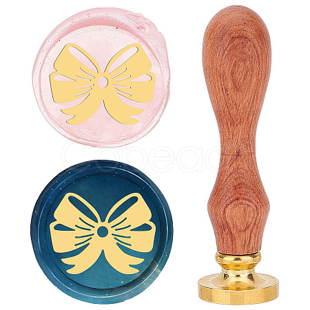 Brass Wax Seal Stamp with Wood Handle AJEW-WH0412-0024-1