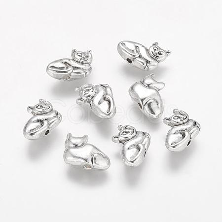 Tibetan Style Alloy Kitten Beads X-TIBEP-GC183-AS-RS-1