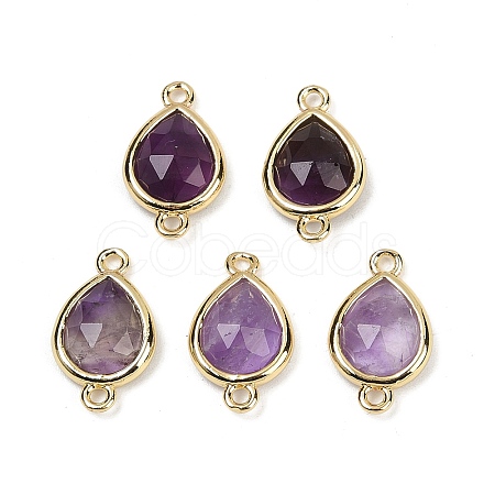 Natural Amethyst Faceted Connector Charms G-L514-048P-09-1