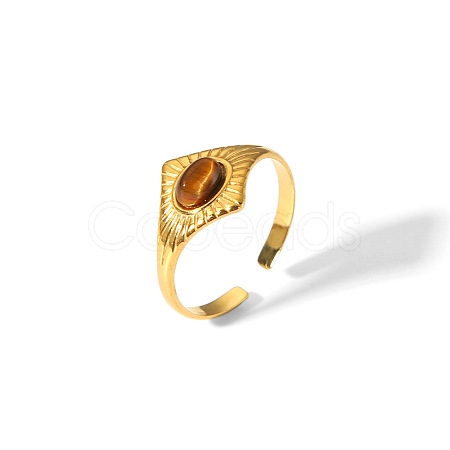 Natural Tiger Eye Cuff Rings for Women PX1899-4-1