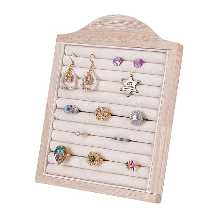 Wooden Photo Frame Shaped Ring Display Easels RDIS-WH0032-008A-1