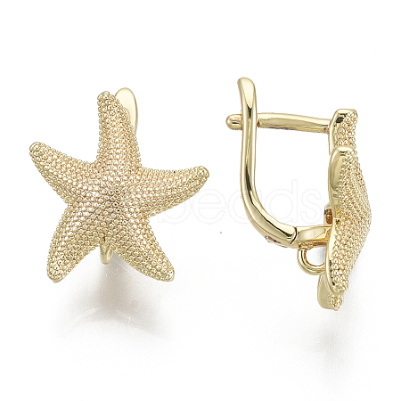 Brass Hoop Earring Findings with Latch Back Closure X-KK-S348-508-NF-1