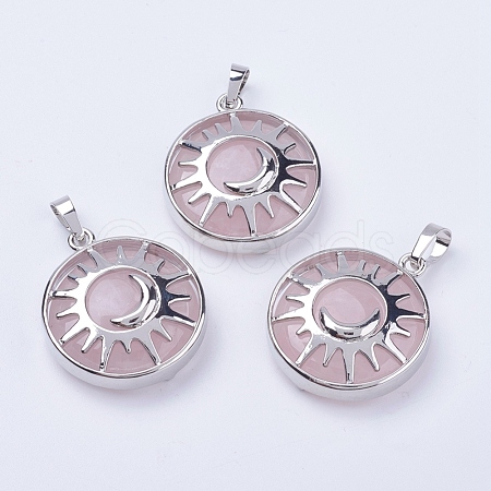 Natural Rose Quartz Pendants G-K234-B16-1