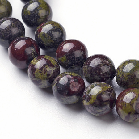 Natural Dragon Blood Jasper Bead Strands X-G-G957-24-10mm-1