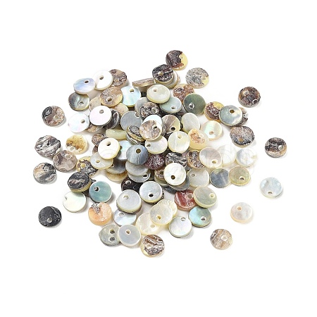 Natural Akoya Shell Flat Round Charms BSHE-Z003-39B-1