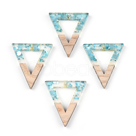 Transparent Resin & White Wood Pendants RESI-N039-50-1
