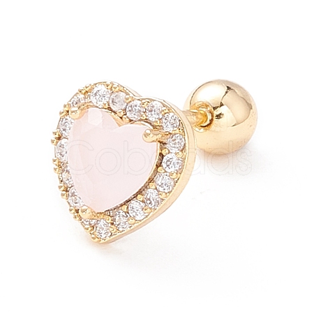 Heart Cat Eye Stud Earrings for Women EJEW-A065-06G-1