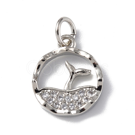 Brass Micro Pave Cubic Zirconia Charms ZIRC-F131-18P-1
