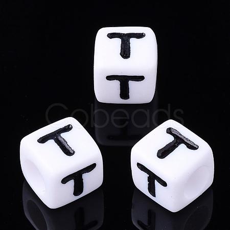 Acrylic Horizontal Hole Letter Beads PL37C9129-T-1