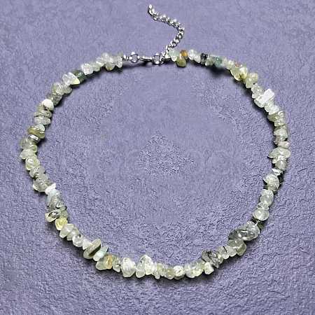 Natural Prehnite Chip Beaded Necklaces for Women IW6789-57-1