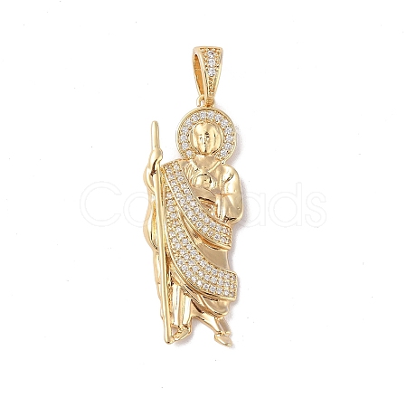 Brass Clear Cubic Zirconia Pendants KK-Z050-03G-06-1