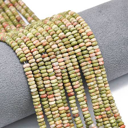 Natural Unakite Beads Strands G-P575-A12-4x2mm-02-1