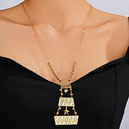 Brass Heart & Geometric Shapes Pendant Necklaces FK2524-1