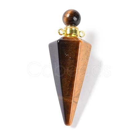 Natural Tiger Eye Faceted Cone Openable Perfume Bottle Big Pendants G-L524-18G-08-1