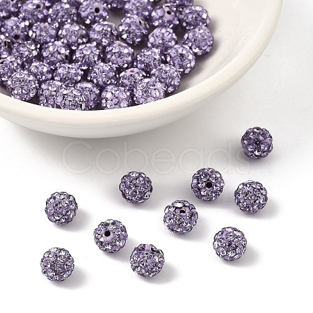 Polymer Clay Rhinestone Beads RB-H284-6MM-Half-371-1