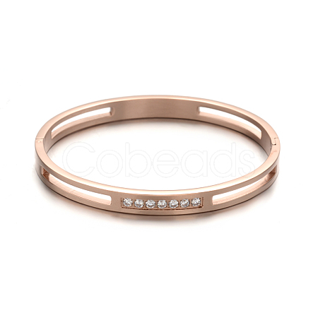Ion Plating(IP) 304 Stainless Steel Bangles BJEW-E277-29B-RG-1