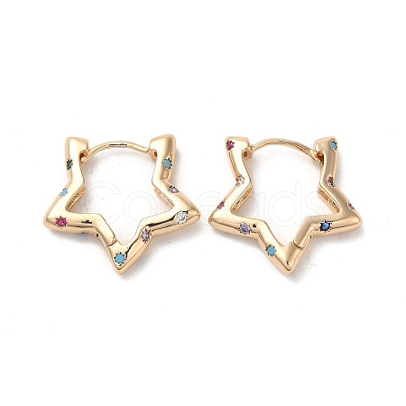 Brass Micro Pave Colorful Cubic Zirconia Hoop Earrings EJEW-M238-67KCG-1